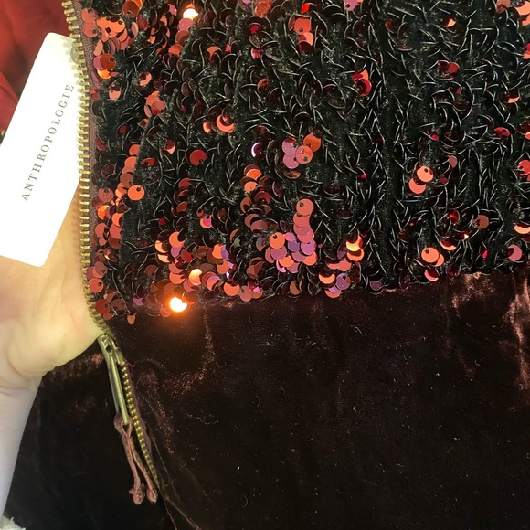 •Anthropologie• Maeve Velvet Sequined Purple Coat - Picture 5 of 6